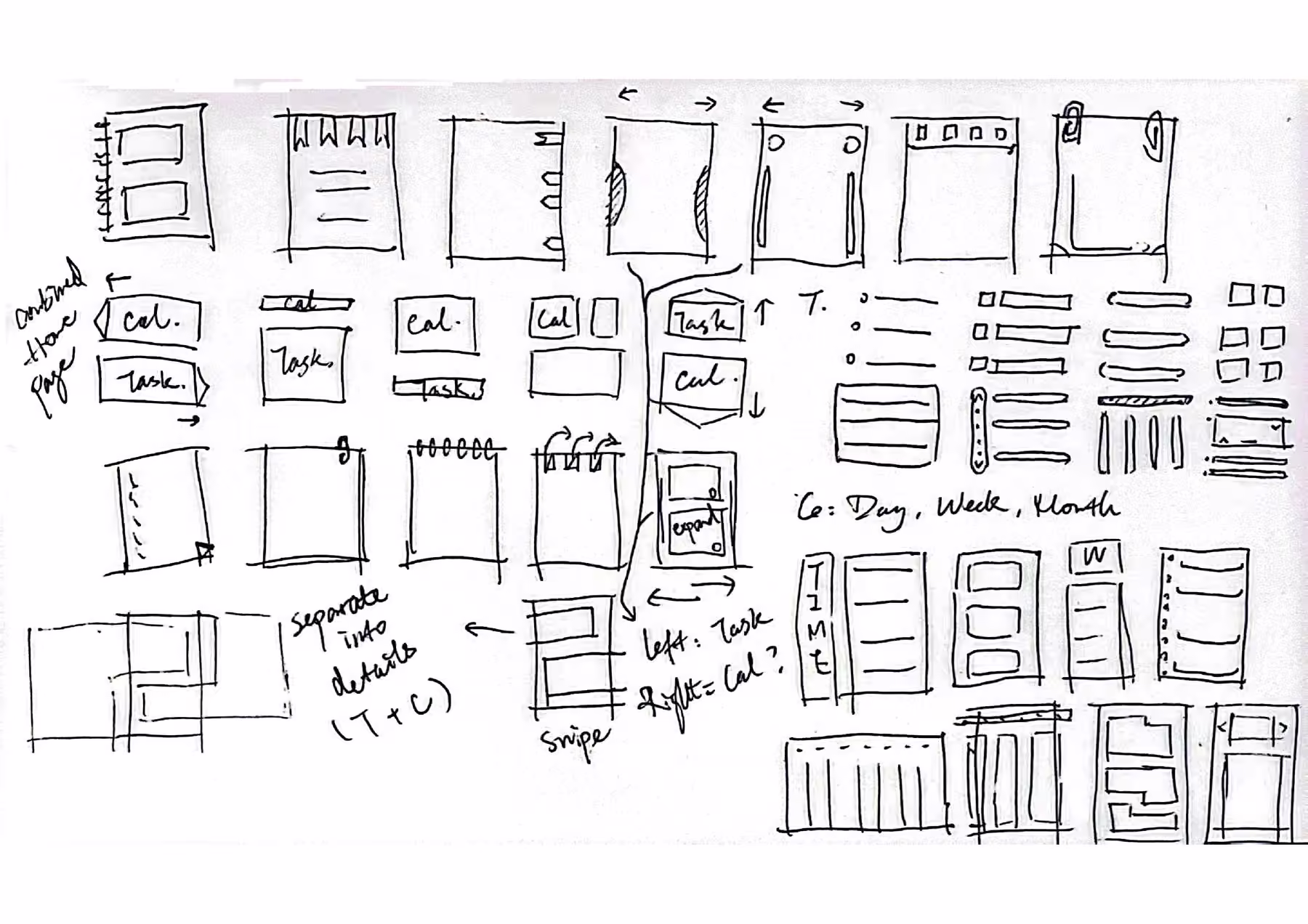 Early hand-drawn Agenda interface sketches