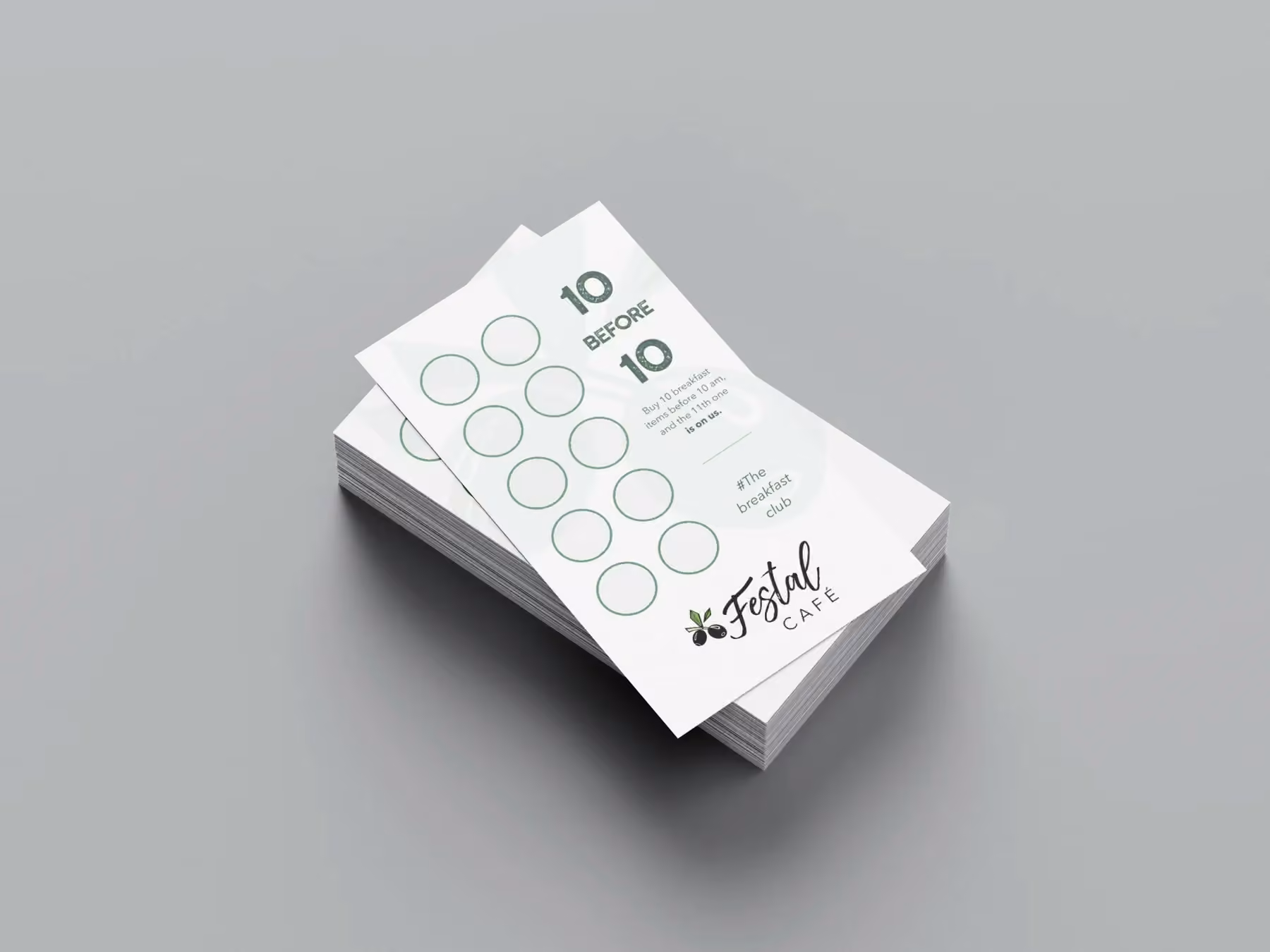 Loyalty card exploration two, a white design with a reordered message and stamp grid