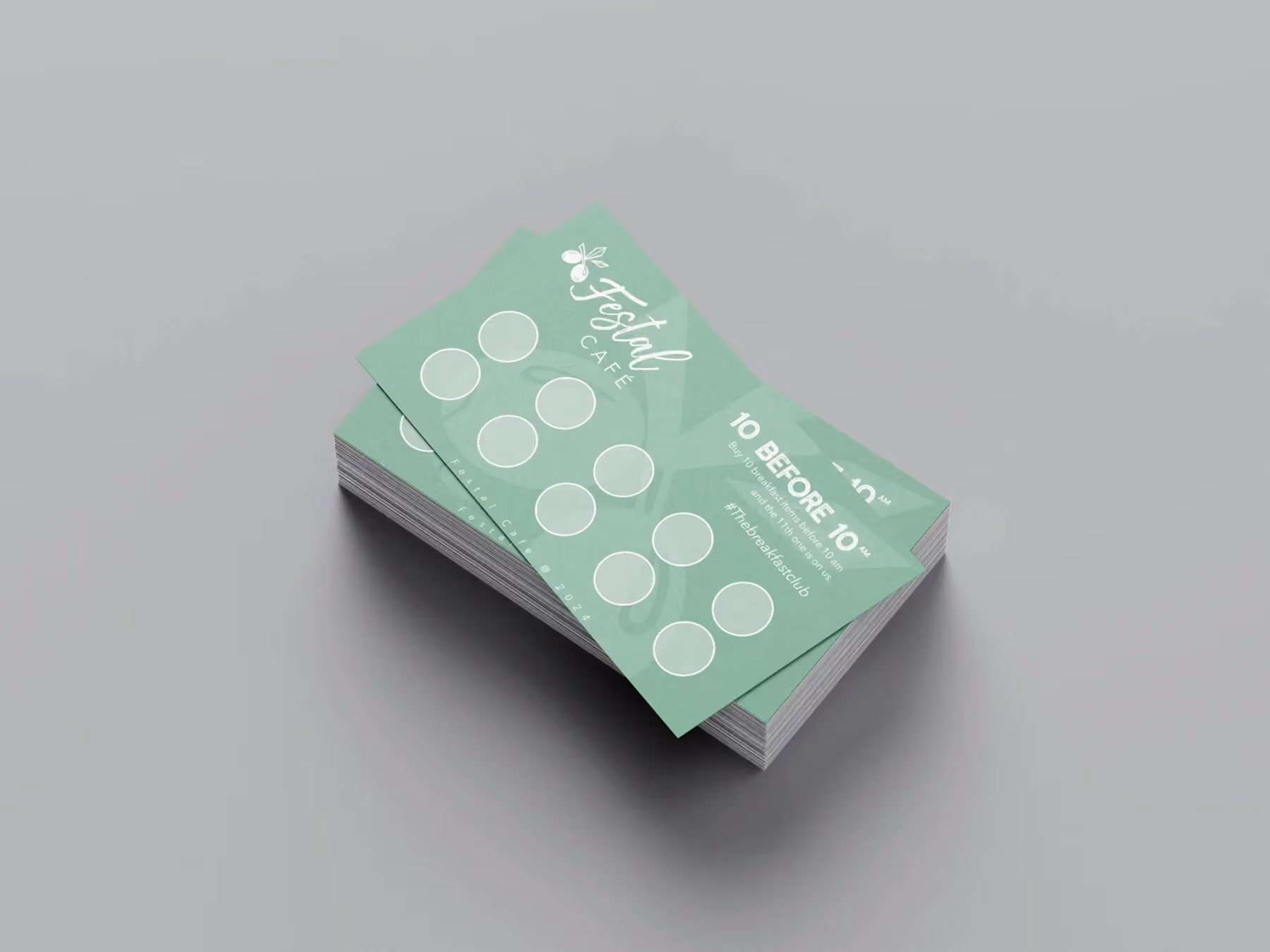 Loyalty card exploration four, a sage green design with an alternate hierarchy