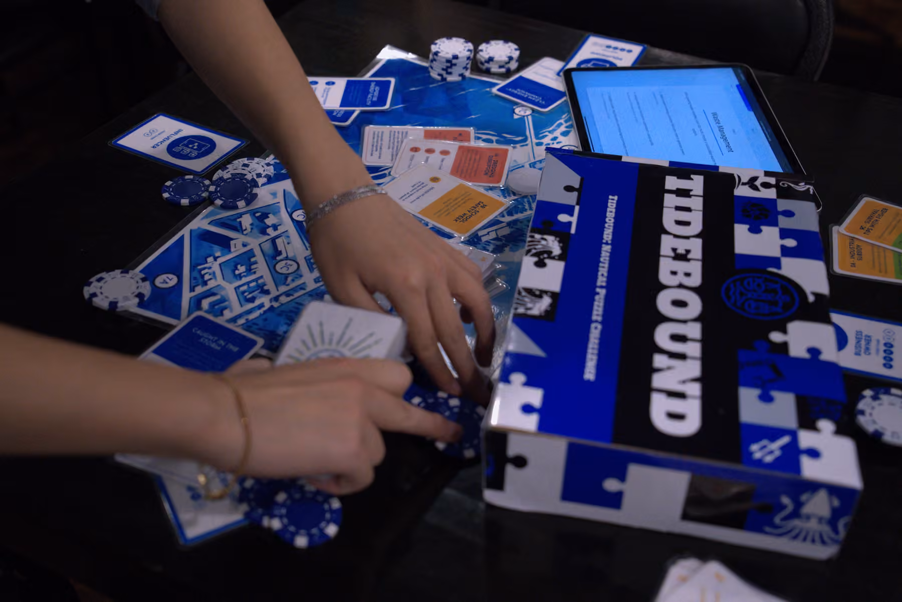 Players exploring the TideBound board together