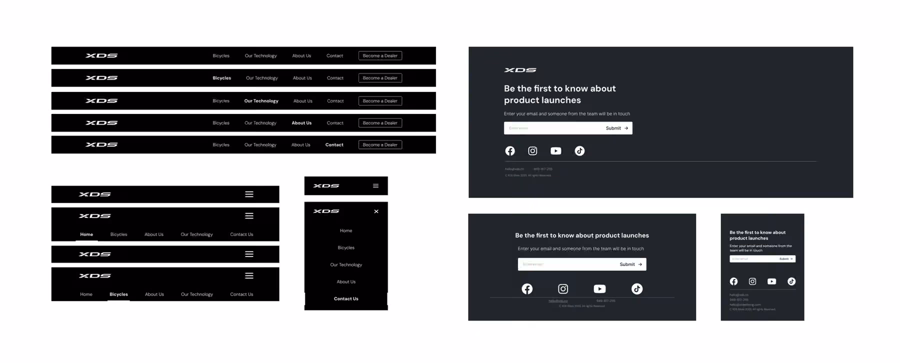 XDS light component library with navigation and footer layouts